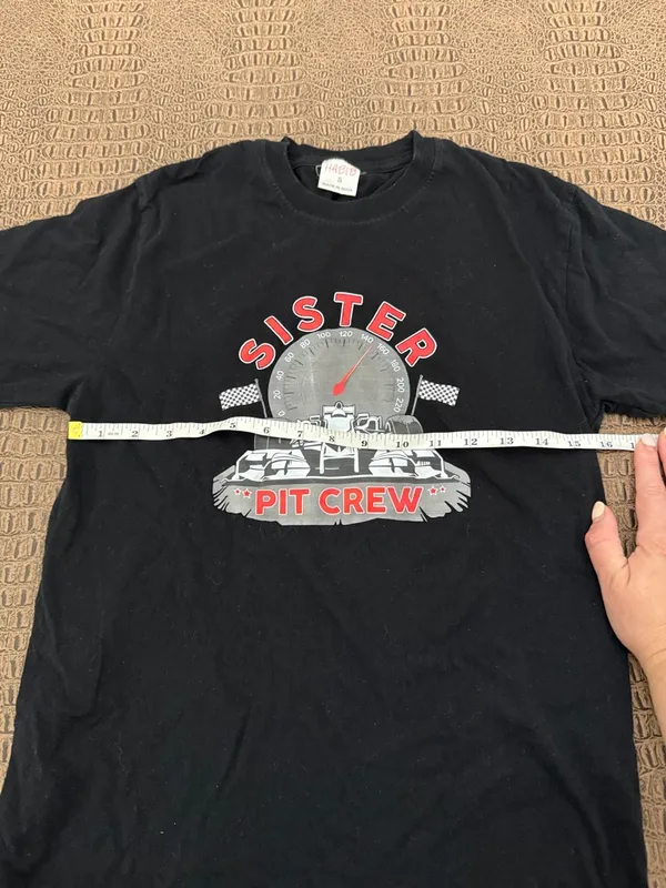 Habib Racing Graphic Tee S Black SISTER Pit Crew Car Cotton Shirt - Image 4