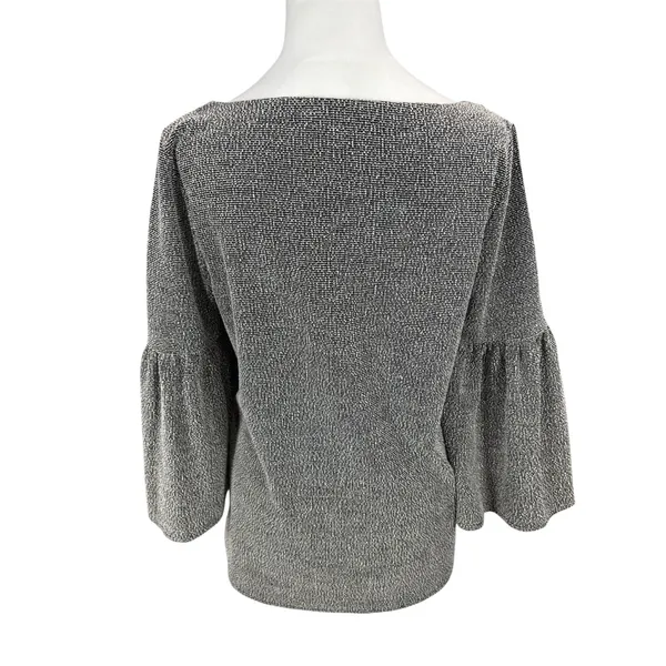 Banana Republic Bell Sleeve Blouse Medium Gray Crew Neck Pullover Casual‎ - Image 4