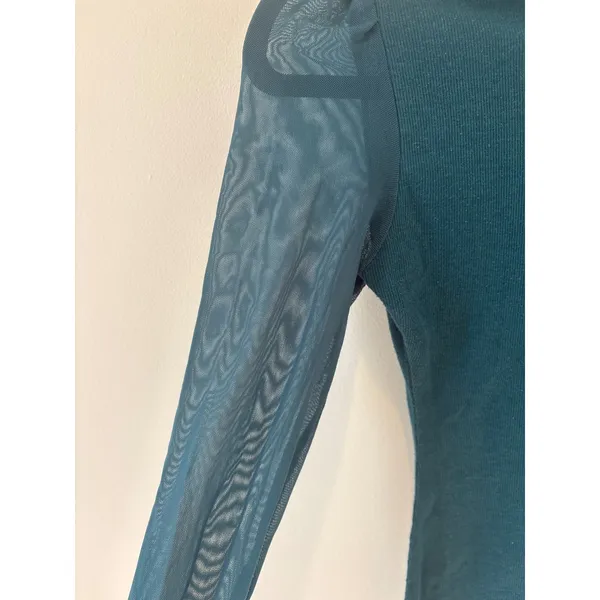 Free People Long Sleeve Ribbed and Mesh‎ Top - Image 2