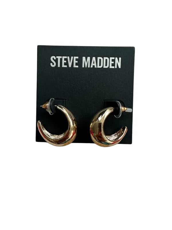 STEVE MADDEN Gold Tone Rounded Hoops Earrings NEW NWT - Image 2