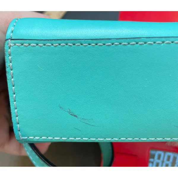 Kate Spade Montford Park Teal Small Crossbody Bag Bow Leather Chain Strap Chic - Image 3