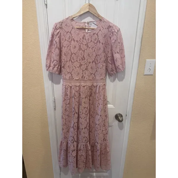 Fleur de Lis Lace Midi Dress BY SUGARLIPS MAUVE COLOR SIZE M - Image 6