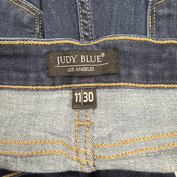 Judy Blue Flare Jeans Women's 11/30 30x30 Dark Wash Raw Hem Stretch EUC - Image 5