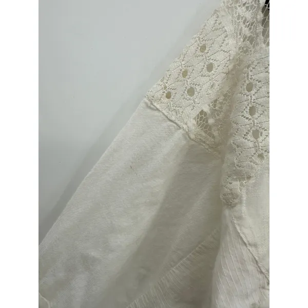 Vanessa Virginia Anthropologie White Lace Patchwork Boho Blouse XS Cottagecore - Image 7
