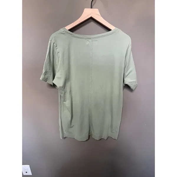 Karin Hart Women's Sage Green Cotton‎ Short Sleeve Scoop Neck T-Shirt Size 1X - Image 3