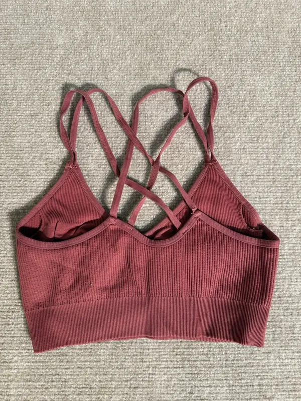 Aerie Rose Seamless Ribbed V-neck Strappy Cozy Loungewear Bralette Size Small - Image 3