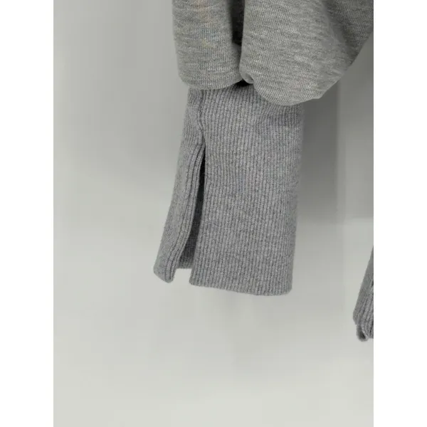 Trendy Queen‎ Oversized Gray Sweatshirt Womens Medium Side Slit Boho Raw Seam - Image 10