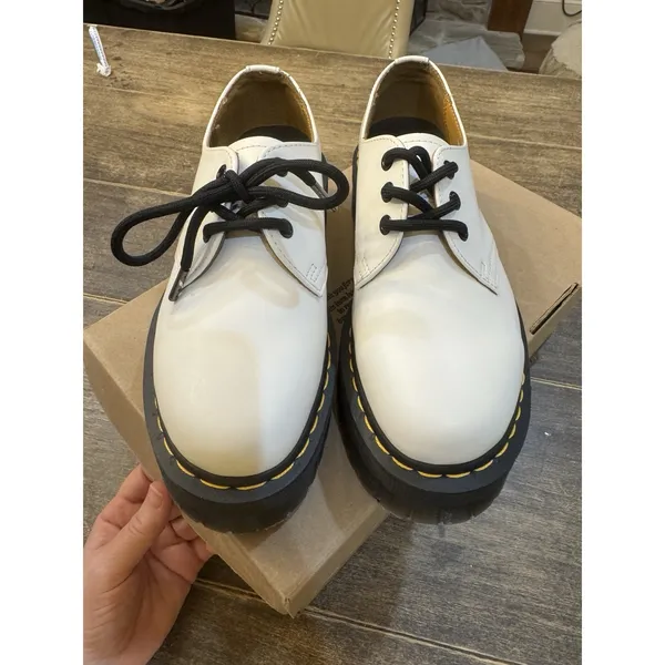 Dr. Martens 1461 Quad Leather Oxfords Platform Shoes White US Mens 7/ Womens 8 - Image 5
