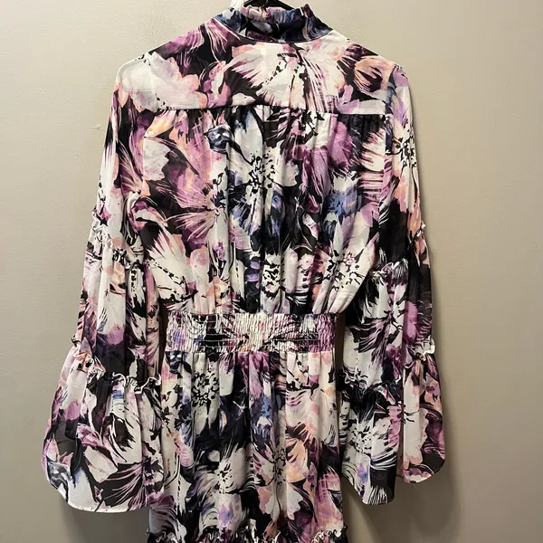 MISA Floral Boho Romantic Midi Slit Dress Flowy Garden‎ Party Whimsical Fairy SM - Image 6