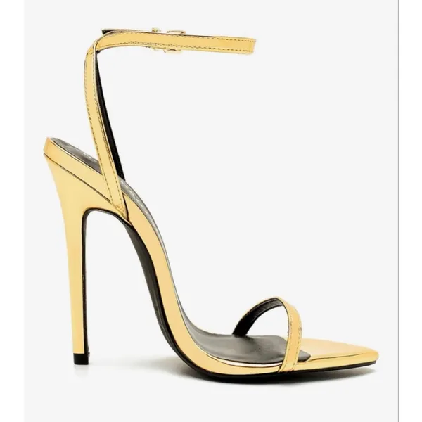 NEW Gold Strappy Lace Up Heels Stiletto Open Toe Strap Dress Shoe 10 - Image 7