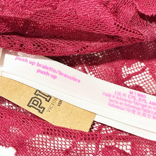 Victorias‎ Secret Pink Red Lace Racerback Push Up Bra Size Medium NEW - Image 3