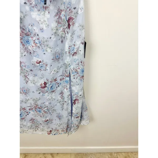 Lulus Delightful Direction Blue Floral Ruffled Tie-Strap Midi Dress Small NWT - Image 8