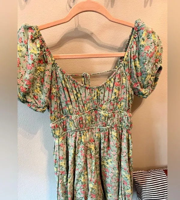 Altar’d State Green Floral Cutout Romper Lined XS NWOT - Image 9