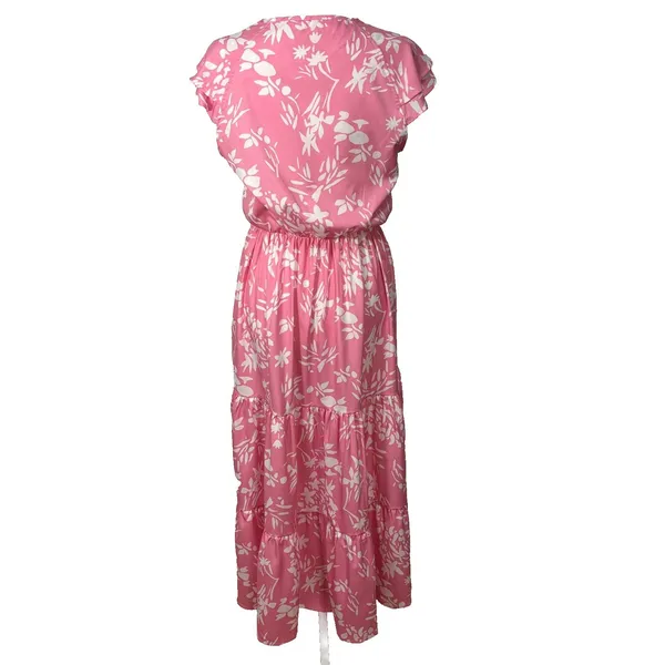 Sunday‎ Up Tiered Maxi Dress Sz M Pink Floral Boho Cottage Resortwear Vacation - Image 5