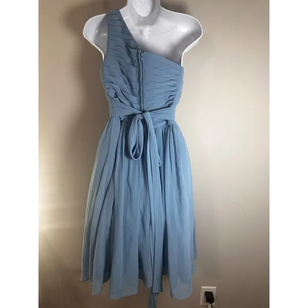 Azazie One Shoulder Pleated Chiffon Bridesmaid Dress Sky Blue Size A0‎ Formal - Image 5