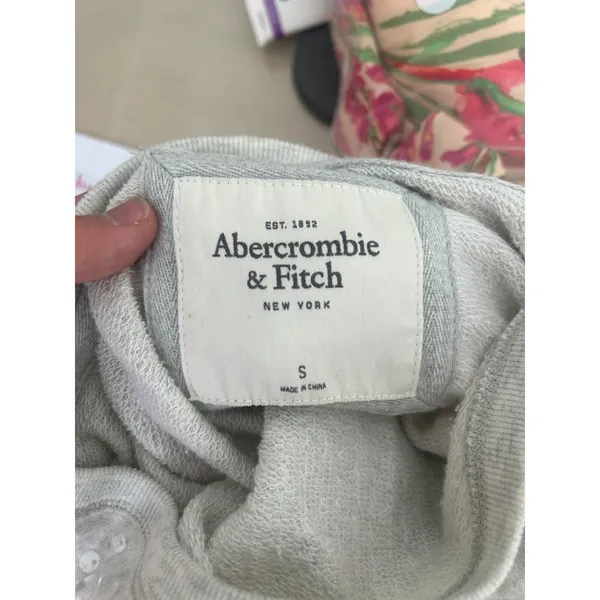 Abercrombie & Fitch Sequined Sweatshirt Heathered Gray Long Sleeve Size‎ S - Image 5