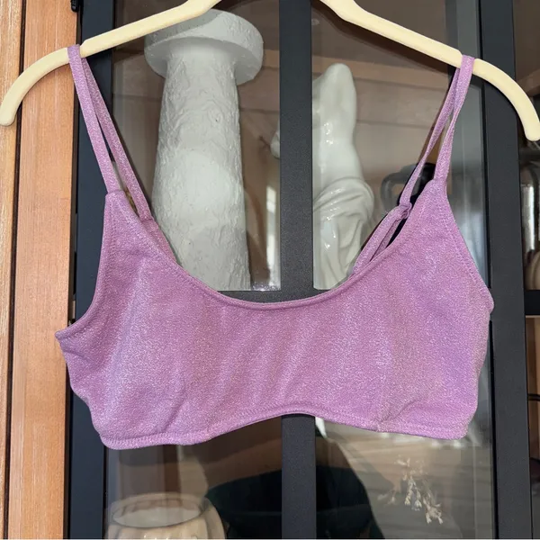 Triangl Mica Violet sparkle glitter Bikini Top scoop neck small+ swim - Image 4
