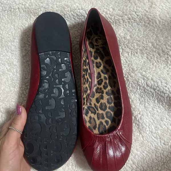 Gianni Bini Red Leather Pleat It Ballet Flat - Image 4