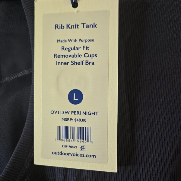 Outdoor Voices Women's Snug Fit Side Ruched Ribbed Tank Top Size Large NWT Blue - Image 8