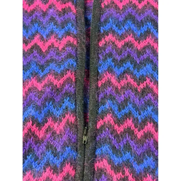 Vintage Kerri Kelsey Mohair Wool Zip Cardigan Sweater‎ Pink Purple Chevron Small - Image 8
