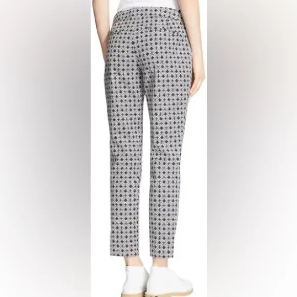 Tory Burch Women’s Callie Jaquard Seamed Black Ivory Mid Rise Cropped Pants Sz 8 - Image 5