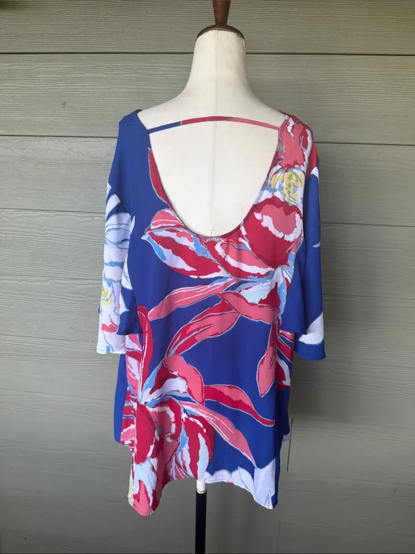 Gibson Latimer Vibrant Floral Flutter Sleeve Blouse - Image 6