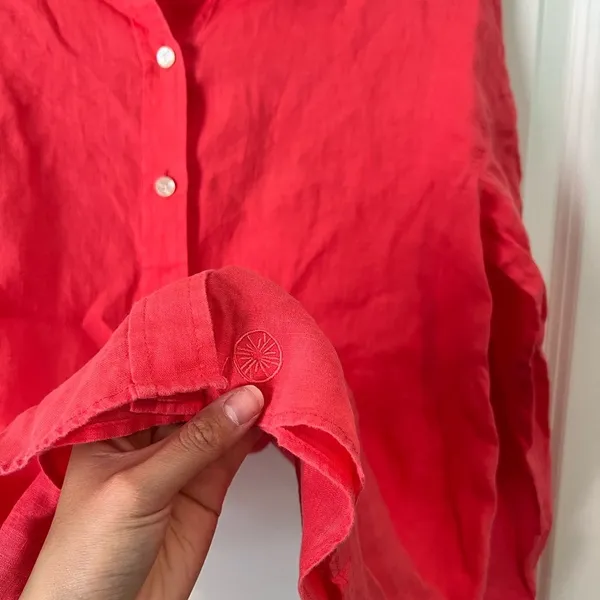 Stevey Relaxed Button Down Linen Shirt XXS OVERSIZED - Image 4