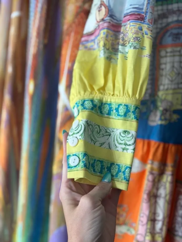 Vestique Vibrant Multicolor Printed Long Sleeve Mini Italian Villa Dress ✨ - Image 8