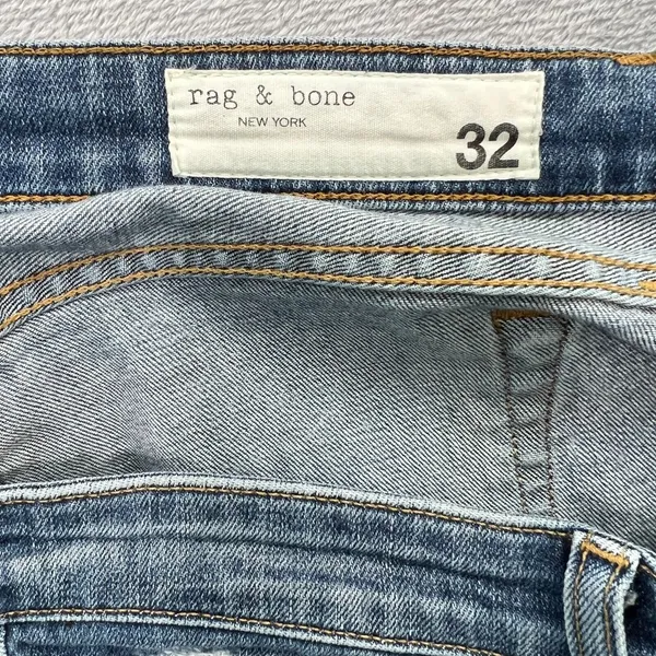 Rag & Bone Dre Low-Rise Boyfriend Marie Womens 32 Denim Blue Distressed‎ Raw Hem - Image 5