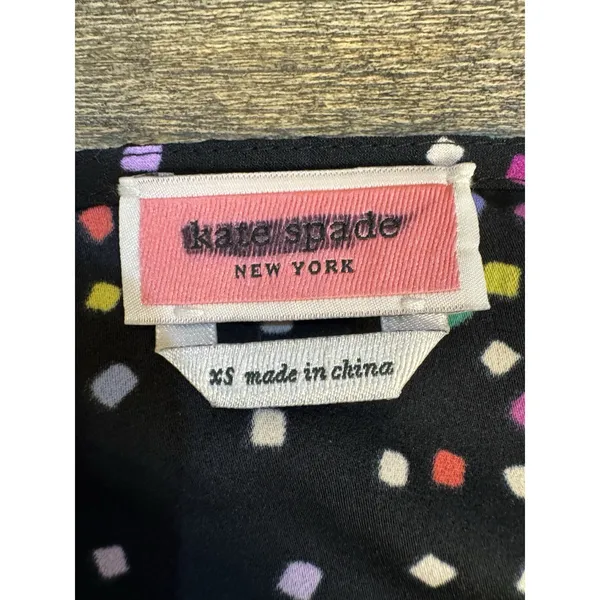 Kate Spade New York‎ Women Black Confetti Cheer Blouse Size XS Flutter Sleeve - Image 6