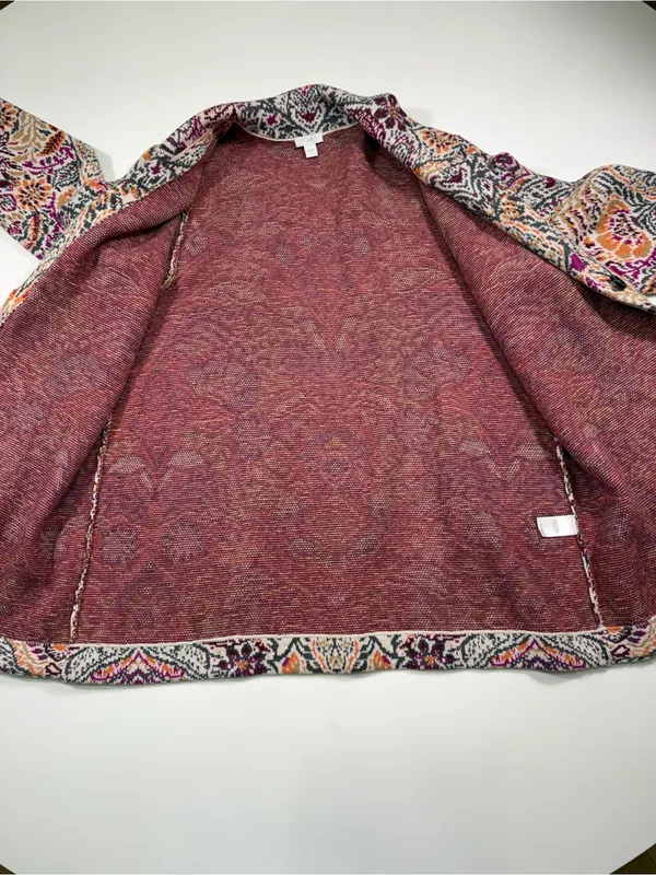 J. Jill Floral Knit Cardigan in Purple, Pink and Cream - Image 5