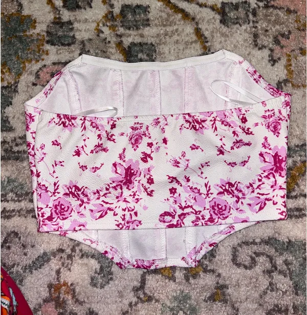 Shein Corset Top Pink Floral - Image 4