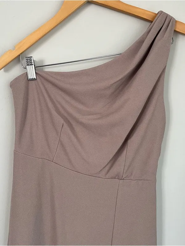 Birdy Grey Kira One Shoulder Bridesmaid Dress Size Small Taupe - Image 6