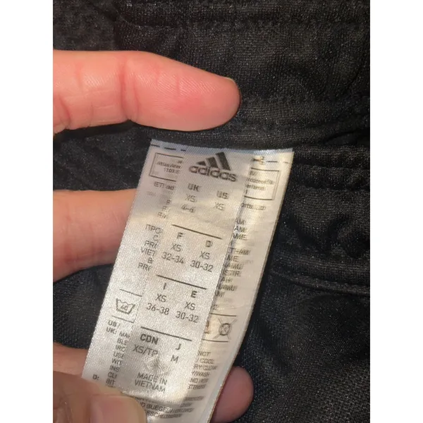 Adidas Womens Black White Logo Tape Ankle Zip Tapered Track Pants XS - Image 5