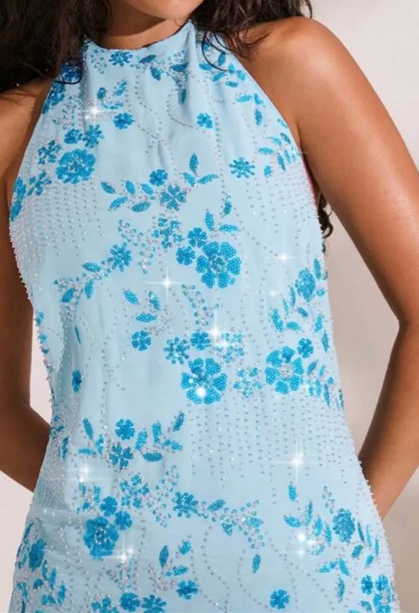 SheIn Opulessa Plain Color Bead Strap Backless Mini Dress - Image 4