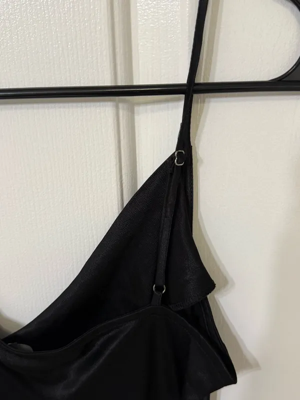 Forever 21 Cowl Neck Slip Dress Satin Black - Image 3
