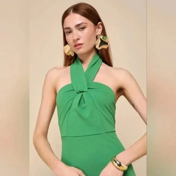 Lulus Mesmerizing Perfection Green Halter Neck Backless Maxi Dress Size S - Image 8
