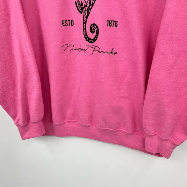 Gildan Daytona Beach Florida pink pullover long sleeve sweatshirt size large - Image 4