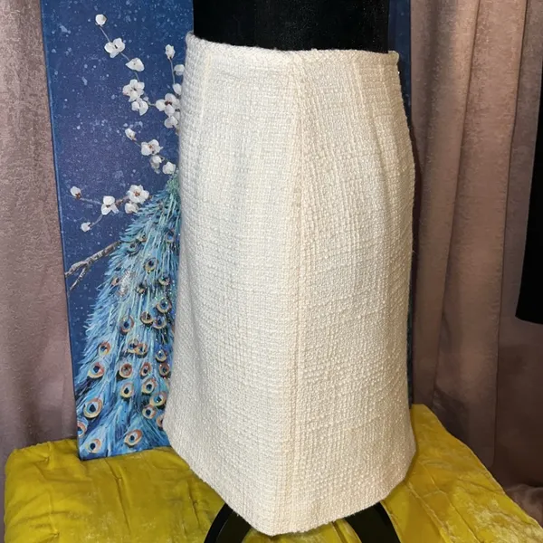 Vintage Ann Taylor Size 4 Wool Blend Cream Skirt - Image 9