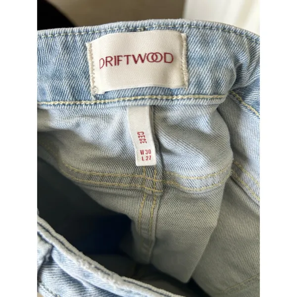 Driftwood Cece Wide Leg Split Hem Jeans Light Wash Two Tone sz 30 Boho Hippie - Image 8