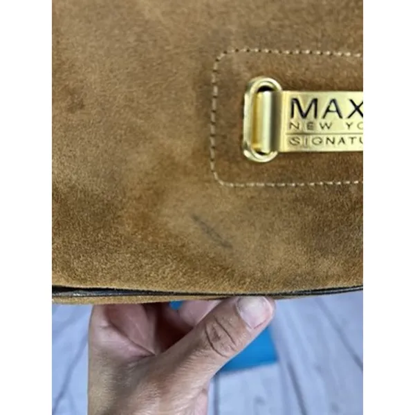 MAXX New York Signature Brown Suede Shoulder Bag Medium Large - Image 3
