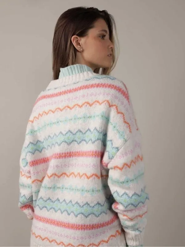 American Eagle Outfitters Fair Isle Pastel Striped Crewneck Sweater NWOT Medium - Image 2