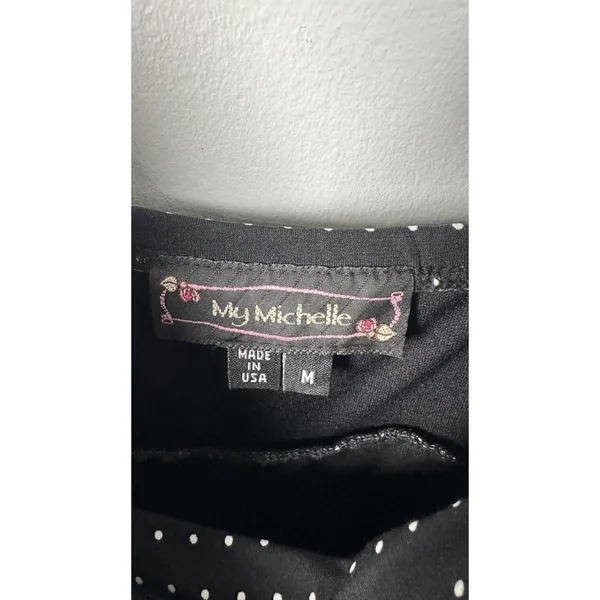 Vintage‎ My Michelle Medium Dress Sweetheart Black White Blue Party Polka Dot - Image 6