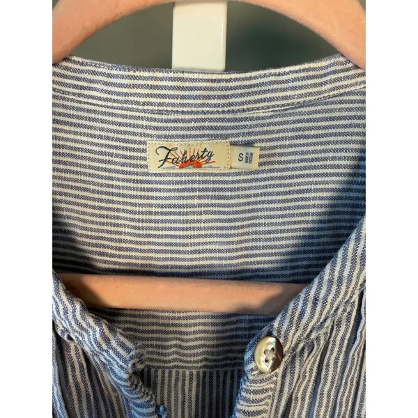 Faherty Isha Linen Dress Small Blue Stripe Pintuck Coastal Summer $178‎ - Image 5