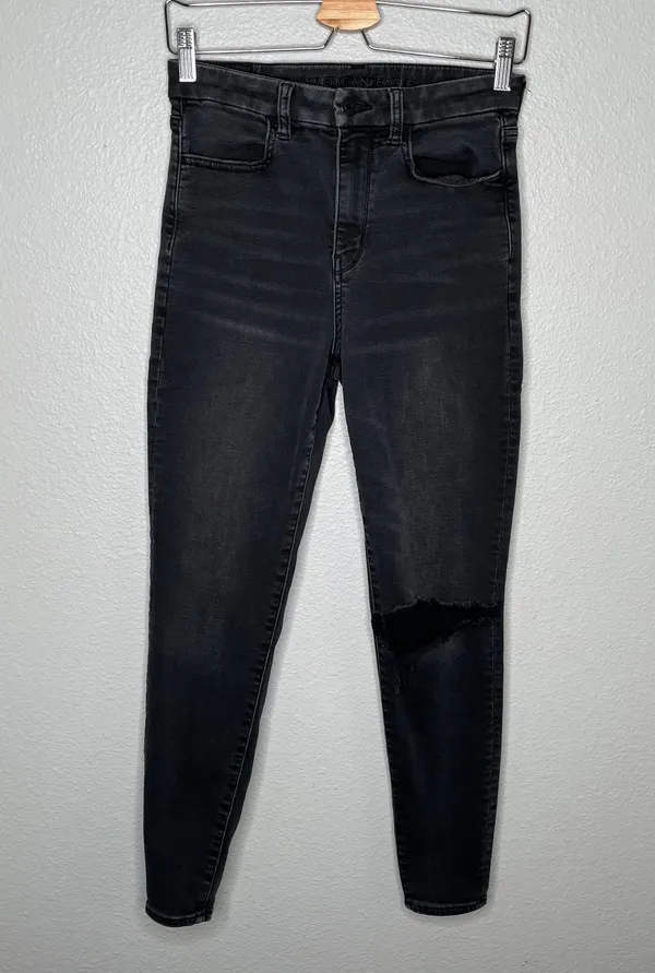 American Eagle black curvy super hi rise jeggings size 4 - Image 10