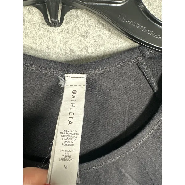 Athleta Medium‎ Top Speedlight Tee Womens Black Stretch Short Sleeve Maternity? - Image 3