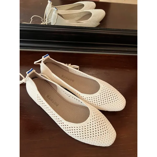Rothy's Ballet Flats Women 10.5 Vanilla The Wrap Ankle Tie Sustainable Knit Shoe - Image 3