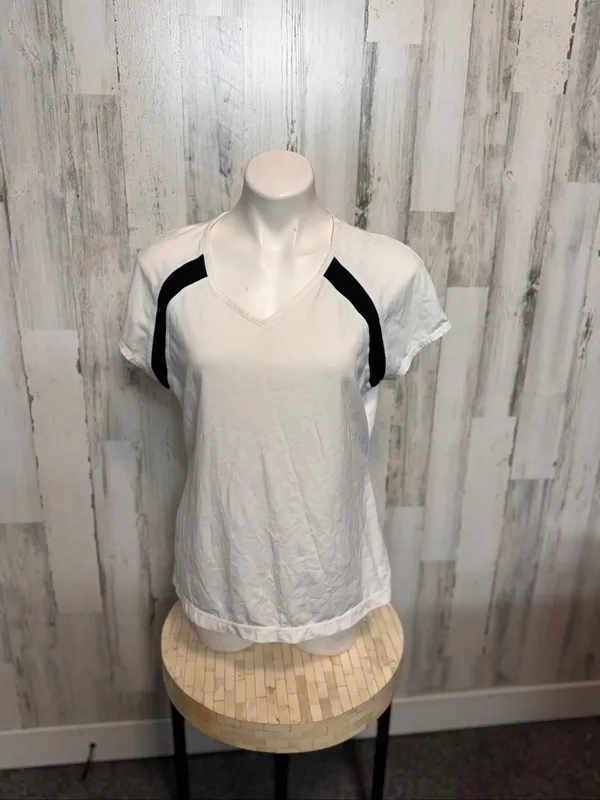 Danskin Now Active V-Neck T-Shirt Womens XXL 2XG 20 White Black Stripe Tee - Image 6
