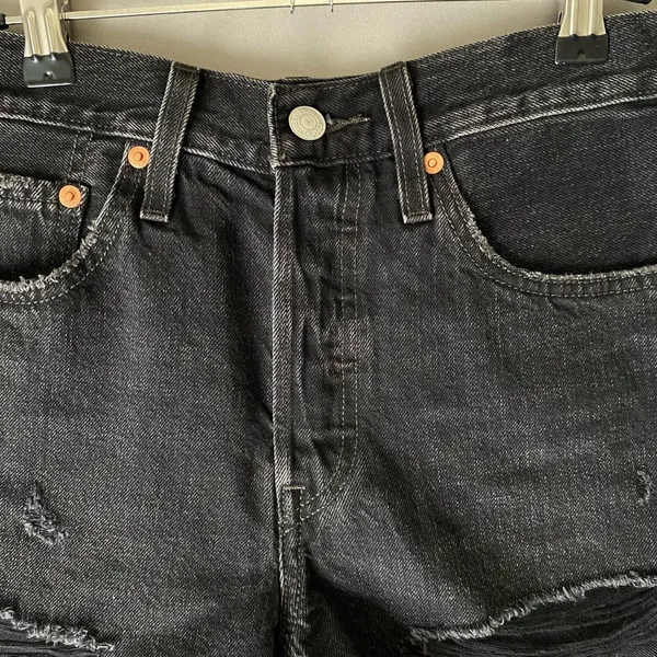 Levi's Premium 501‎ sz 26 gray distressed jean shorts - Image 2