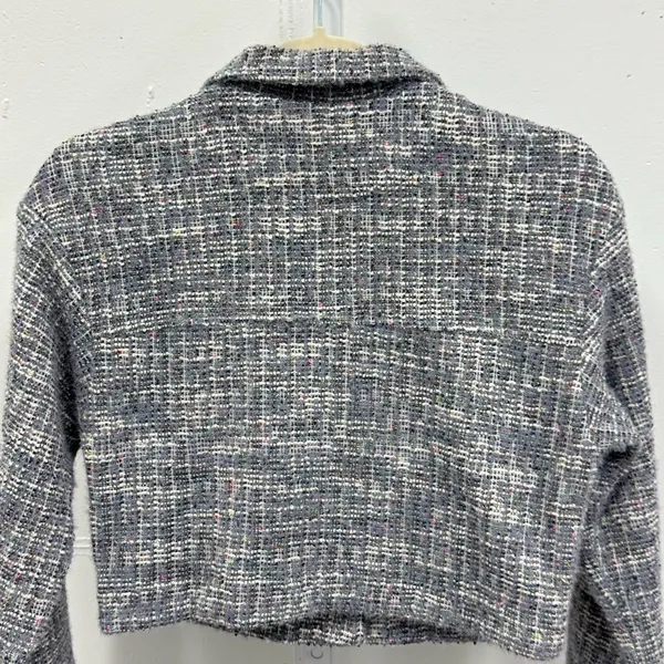 Boutique Storia Tweed Like Cropped Button Jacket‎ Top Dusty Gray Small - Image 7